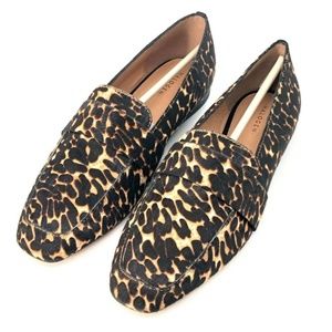 Halogen Lucy Genuine Calf Hair Loafer Chocolate Leopard Size 7 M NIB